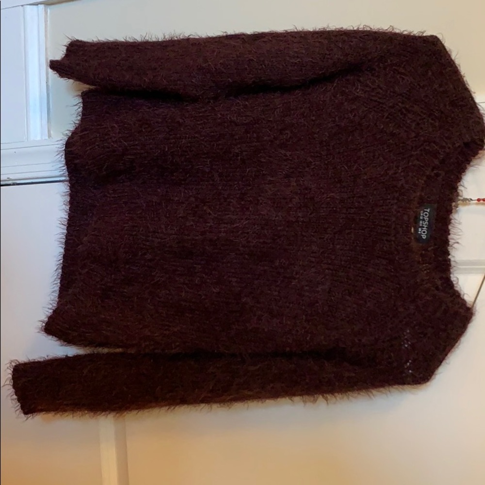 Topshop maroon fuzzy sweater size 0